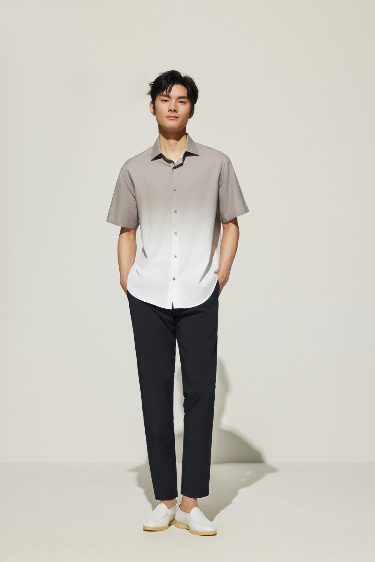 G2000 - Shirts - Cotton Oxford Gradient Digital Print Comfort Fit Short Sleeve Casual Shirt - Silken Mauve - Comfort