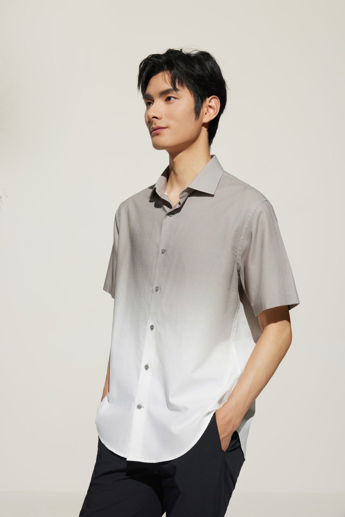 G2000 - Shirts - Cotton Oxford Gradient Digital Print Comfort Fit Short Sleeve Casual Shirt
