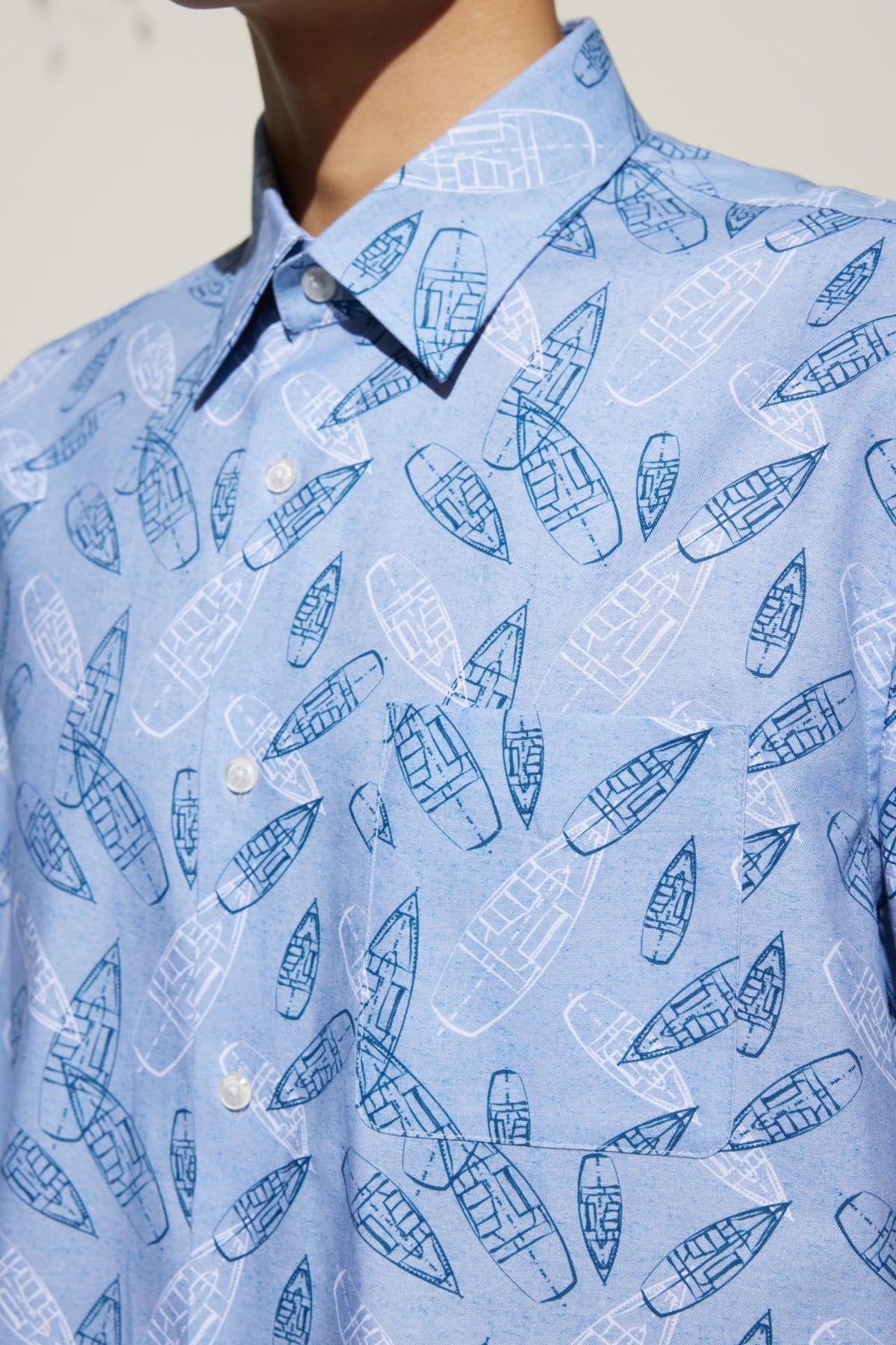 G2000 Shirts Cotton Oxford Boat Digital Print Comfort Fit Short Sleeve Casual Shirt