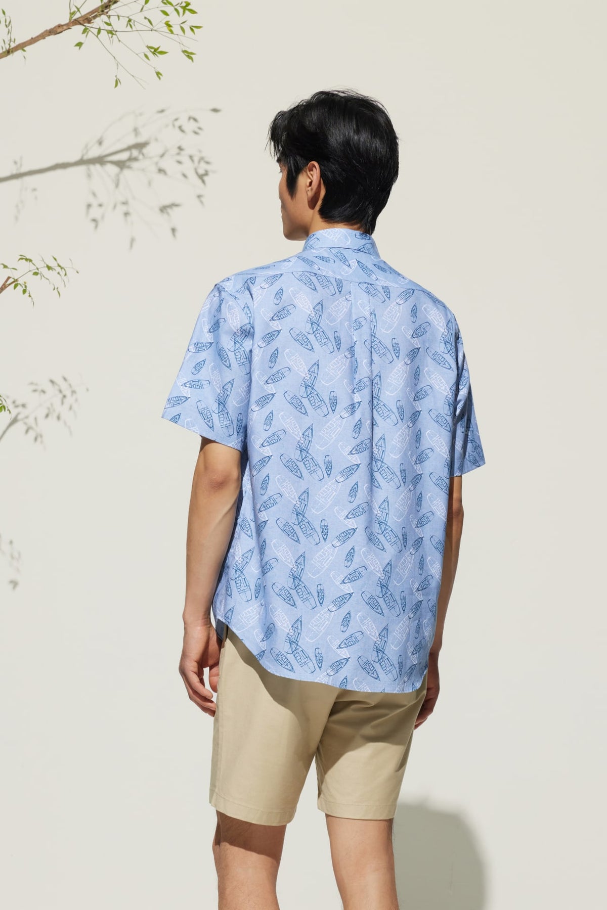 G2000 Shirts Cotton Oxford Boat Digital Print Comfort Fit Short Sleeve Casual Shirt