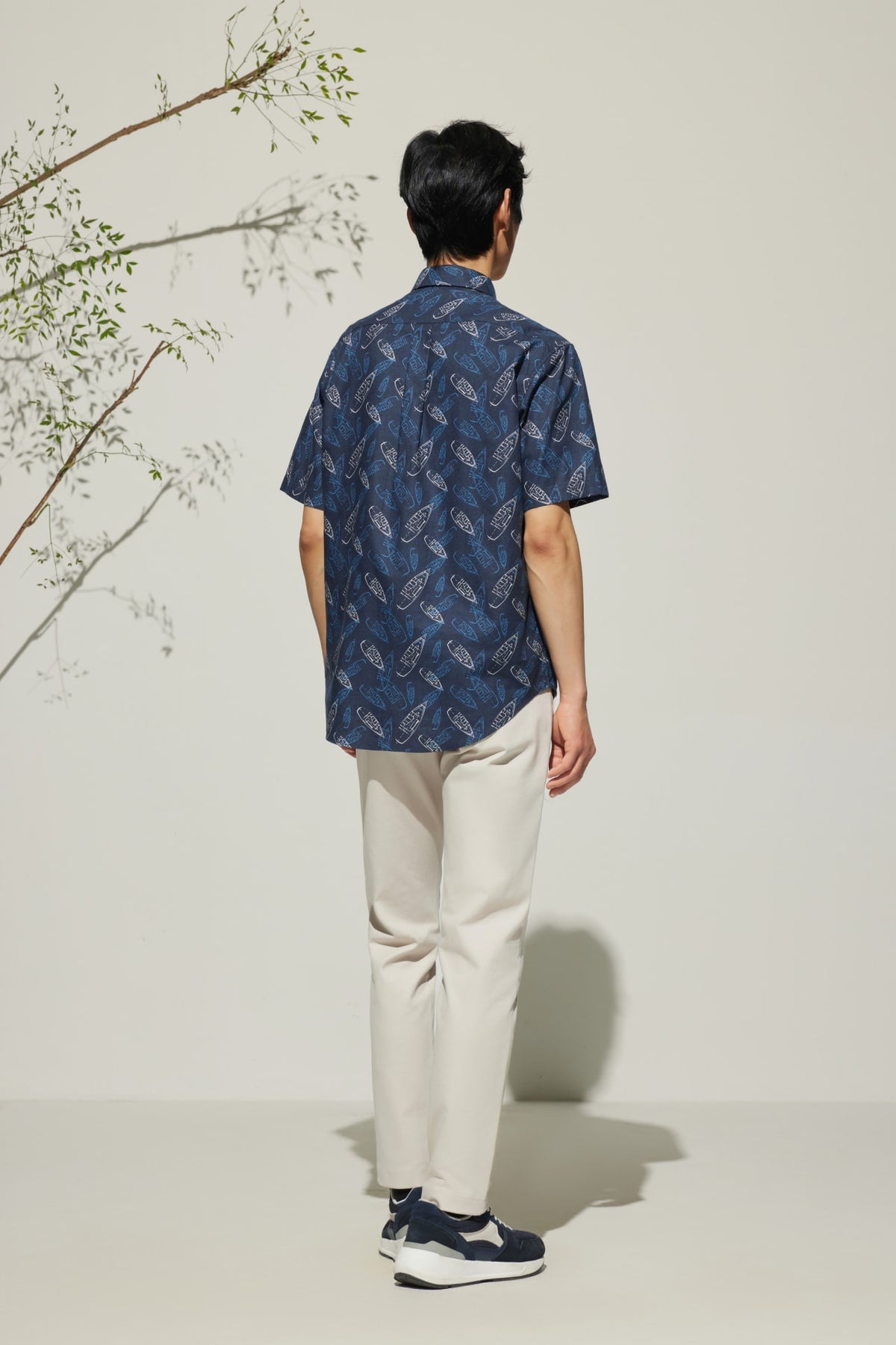 G2000 Shirts Cotton Oxford Boat Digital Print Comfort Fit Short Sleeve Casual Shirt