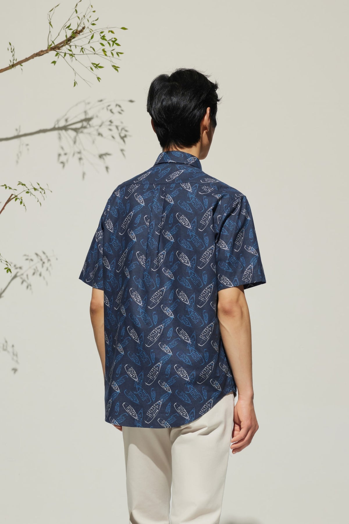 G2000 Shirts Cotton Oxford Boat Digital Print Comfort Fit Short Sleeve Casual Shirt