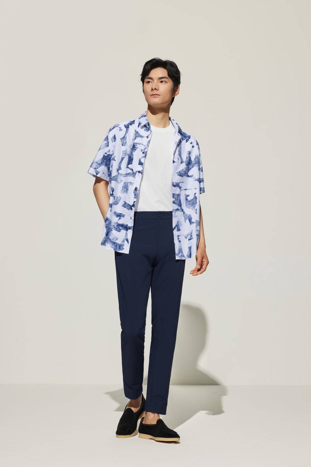 G2000 Shirts Cotton Oxford Ink Scatter Digital Print Comfort Fit Short Sleeve Casual Shirt Polished Frost Comfort