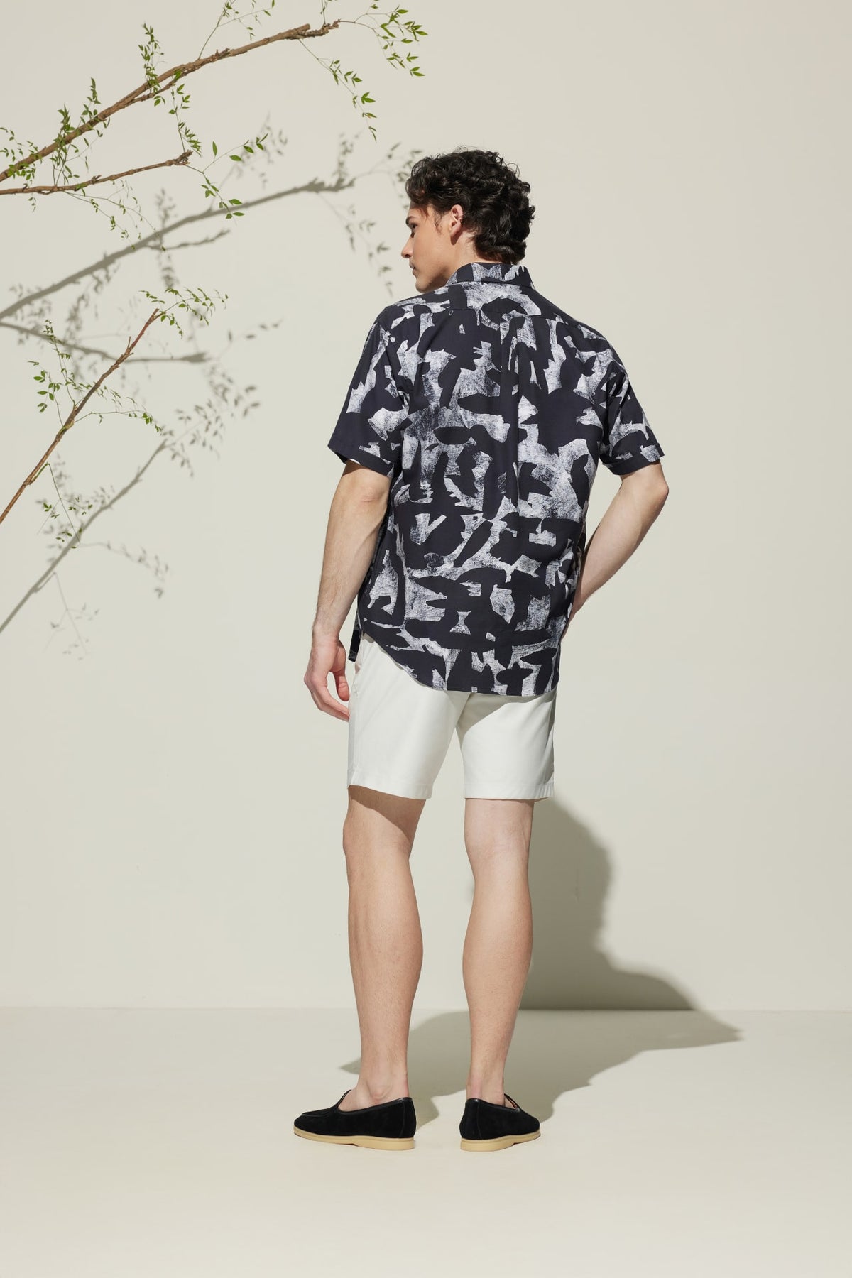 G2000 Shirts Cotton Oxford Ink Scatter Digital Print Comfort Fit Short Sleeve Casual Shirt