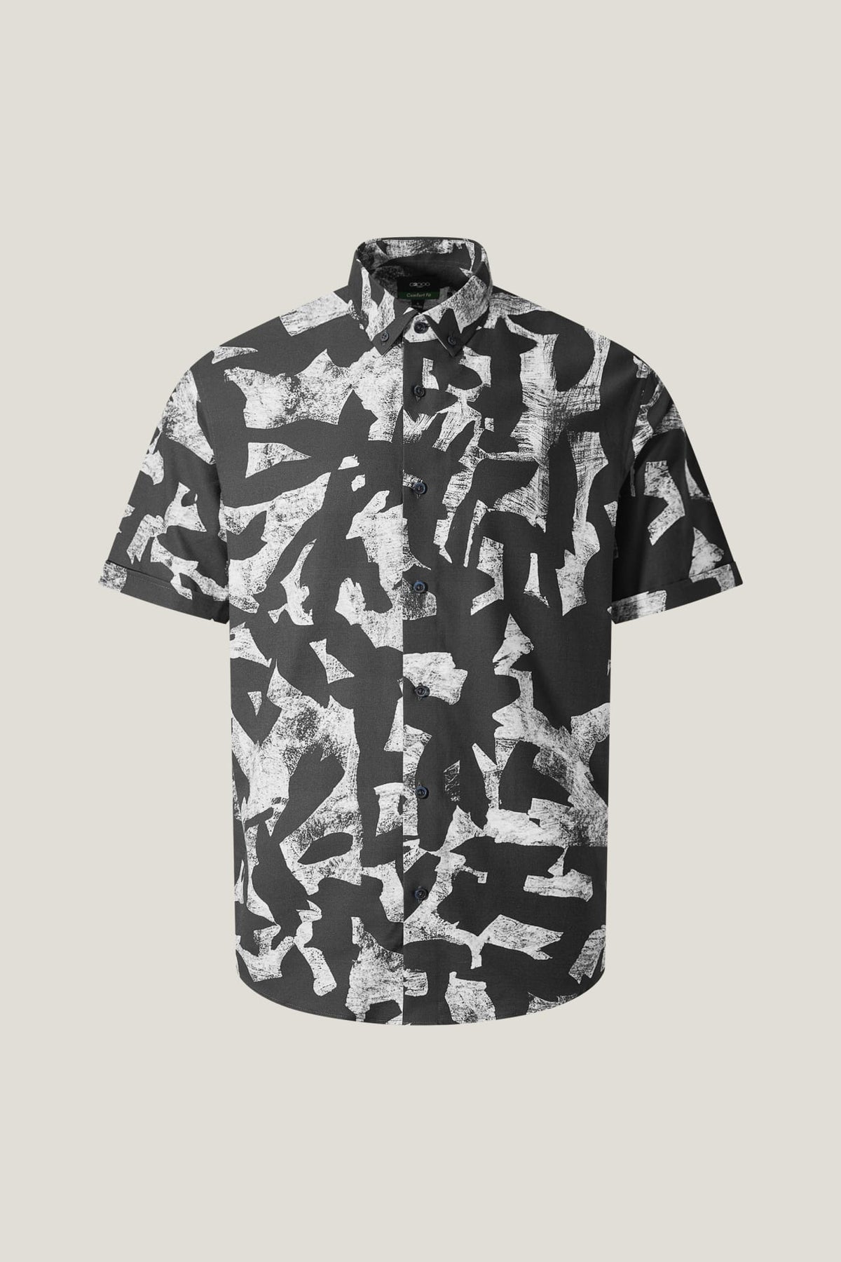 G2000 Shirts Cotton Oxford Ink Scatter Digital Print Comfort Fit Short Sleeve Casual Shirt