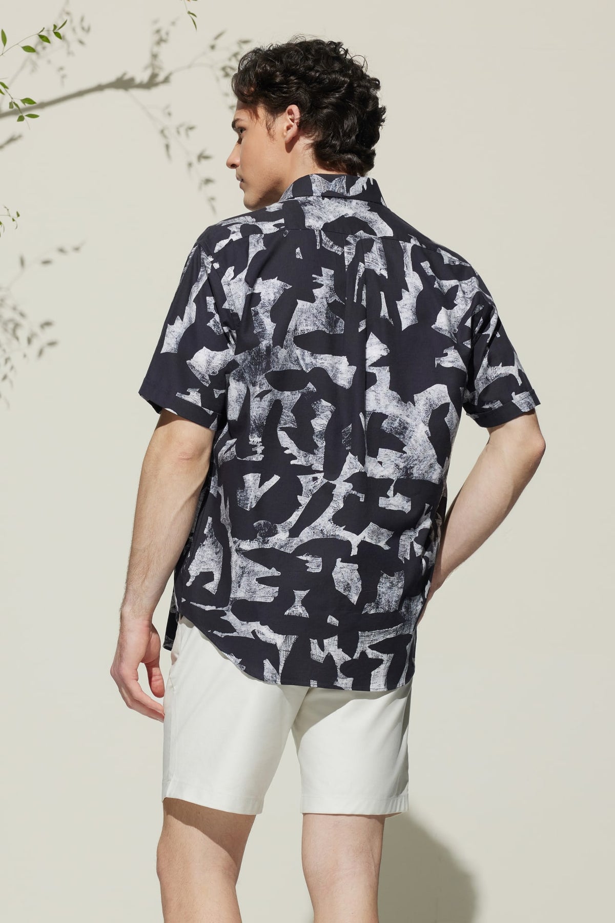 G2000 Shirts Cotton Oxford Ink Scatter Digital Print Comfort Fit Short Sleeve Casual Shirt