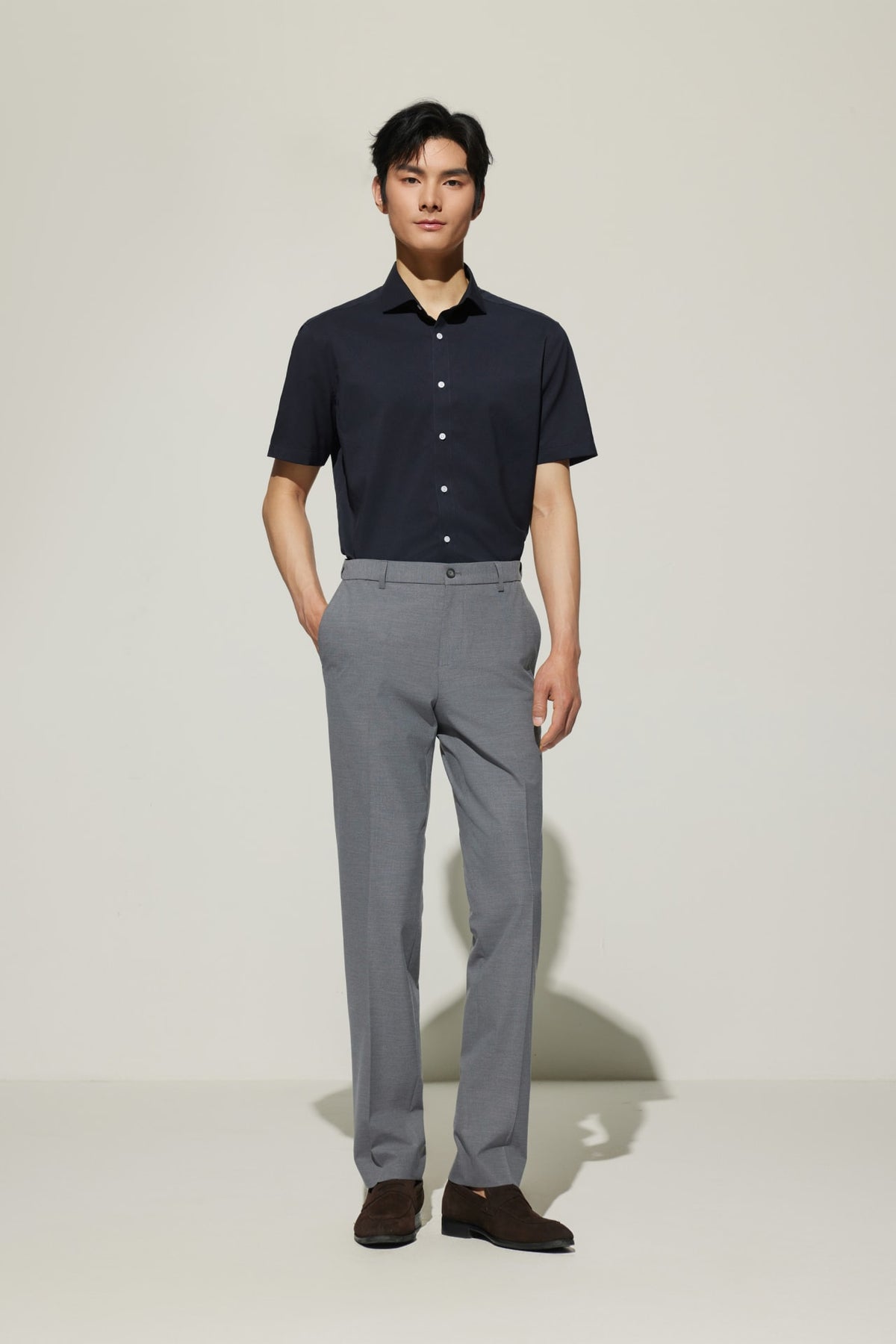 G2000 - Pants - Multi-Way Stretch Smart Fit Plain Weave Suit Pants with Elastic Waist Band - Dignified Denim - Elastic Smart