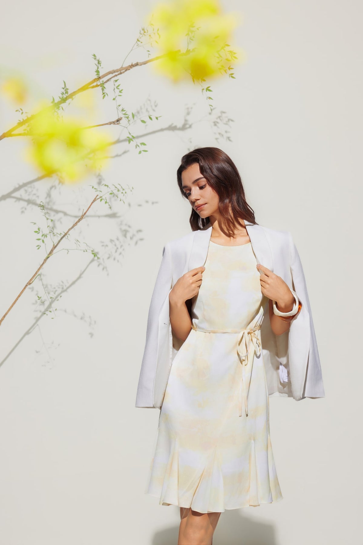 G2000 - Dresses - Satin Floral Print Flare Hem Dress