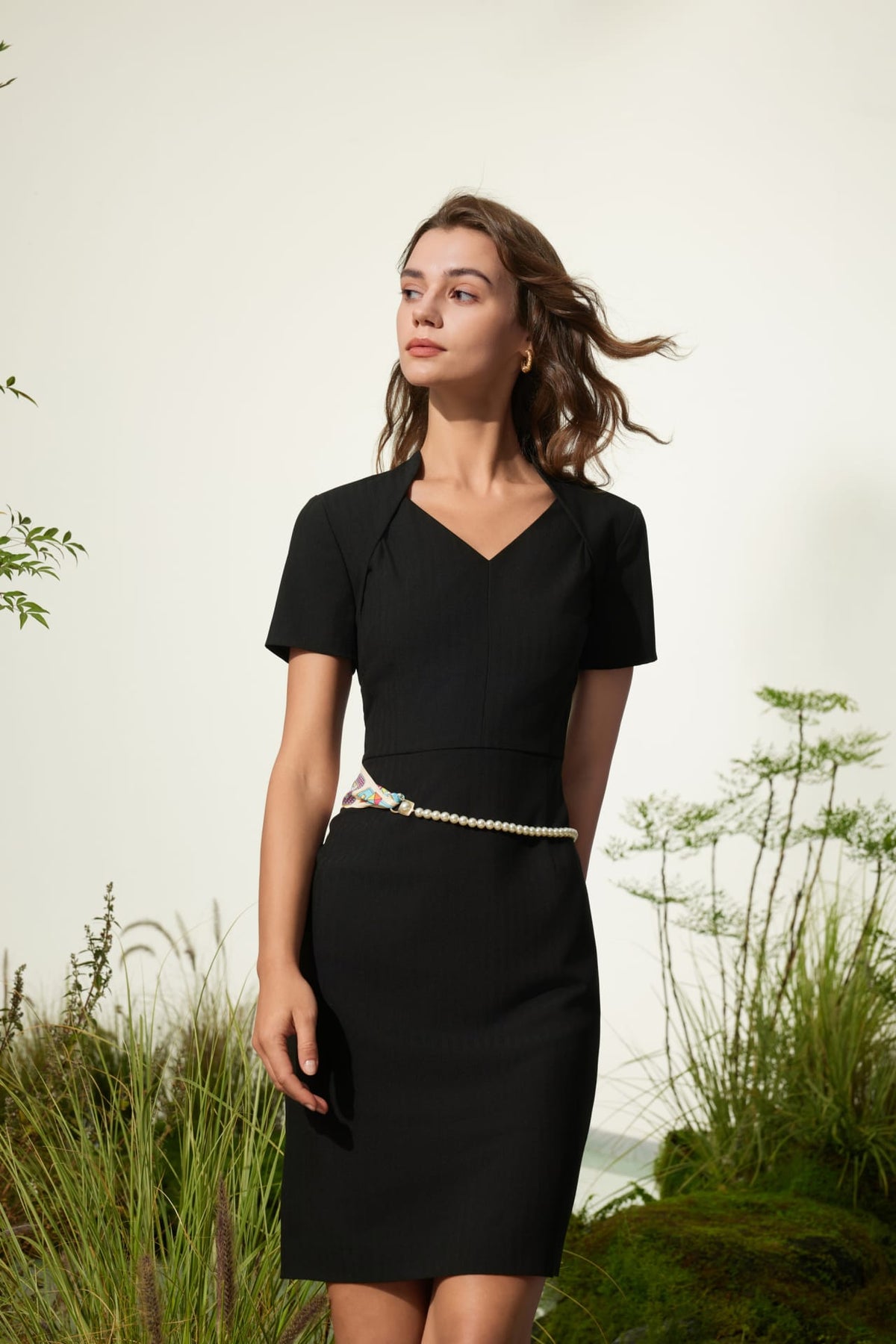G2000 Dresses Anti Uv Herringbone Fitted Dress