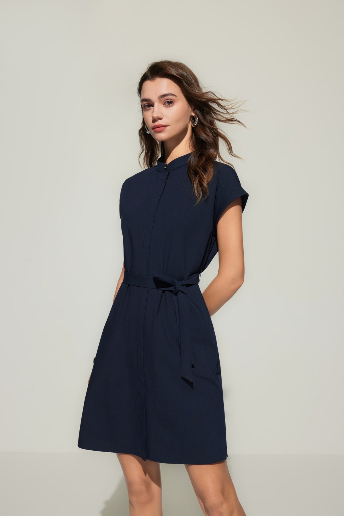 G2000 - Dresses - Stand Collar Shirt Dress