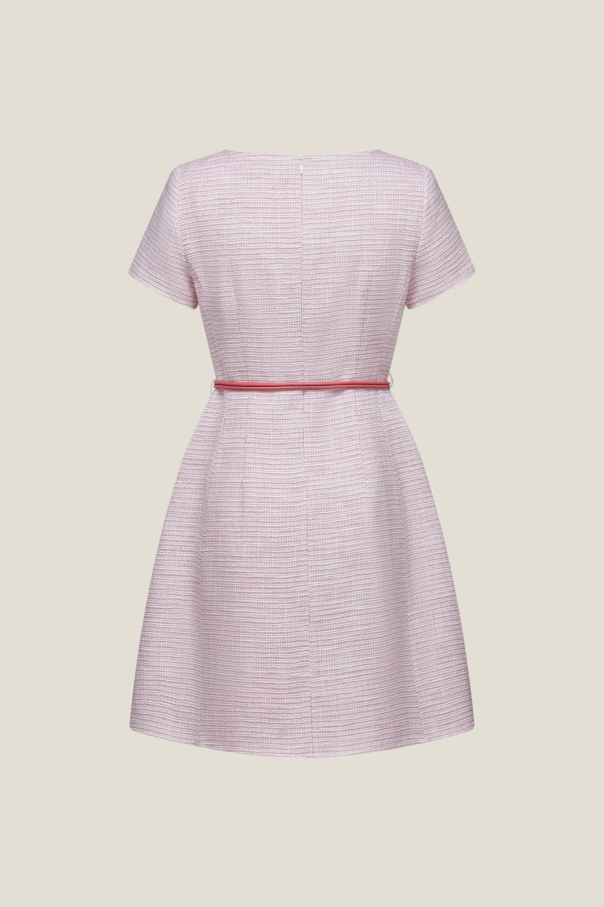 G2000 Dresses Square Boat Neck Tweed Dress With Belt