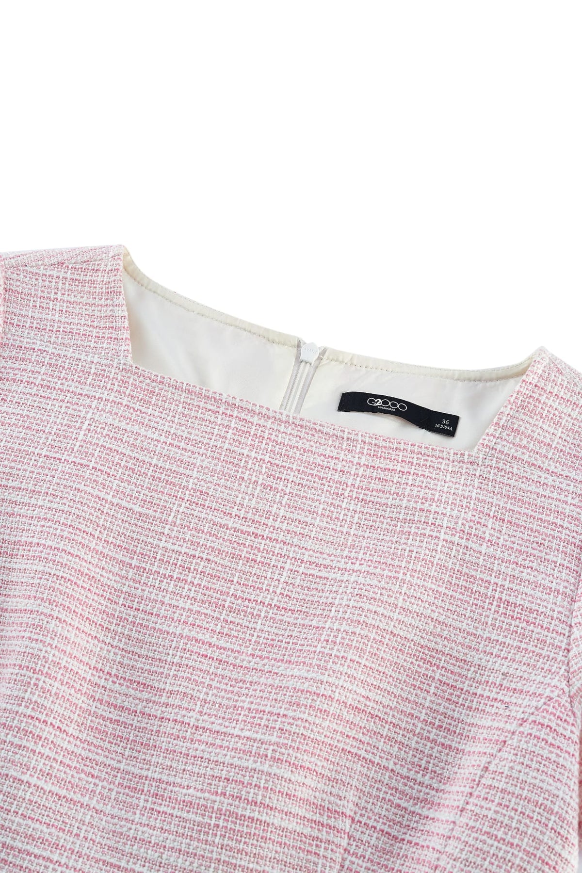 G2000 - Dresses - Square Boat Neck Tweed Dress With Belt