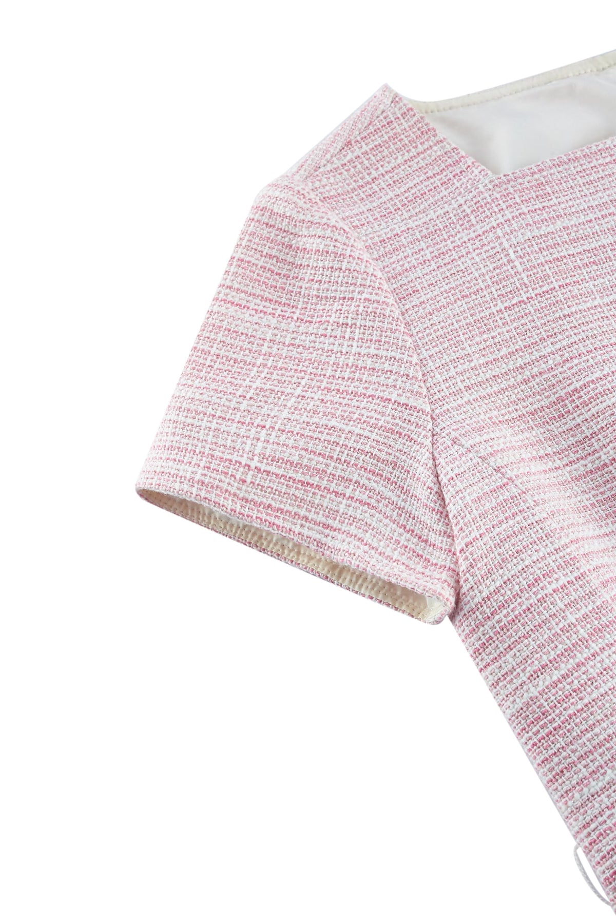 G2000 - Dresses - Square Boat Neck Tweed Dress With Belt