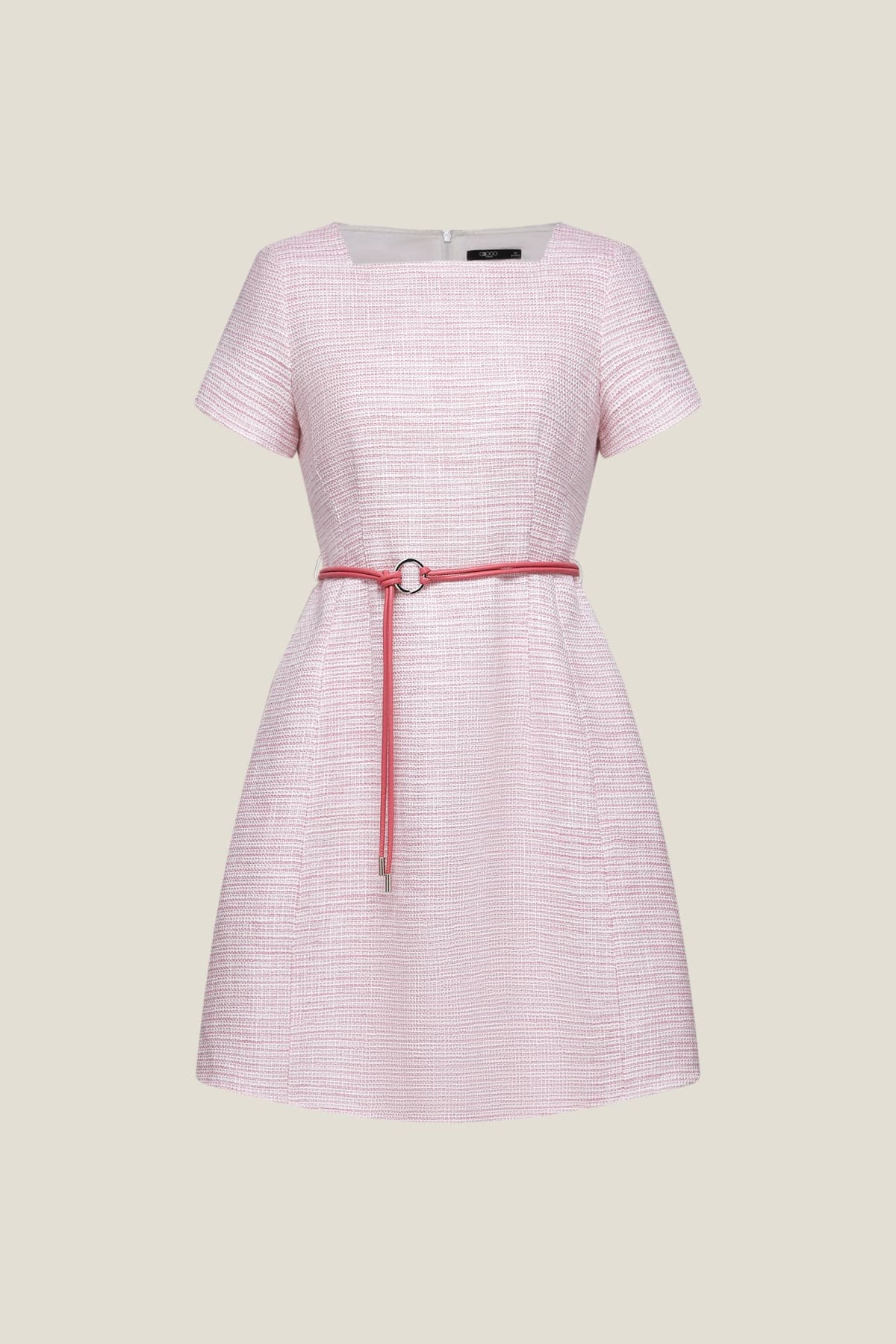 G2000 Dresses Square Boat Neck Tweed Dress With Belt Frosted Nectar Regular