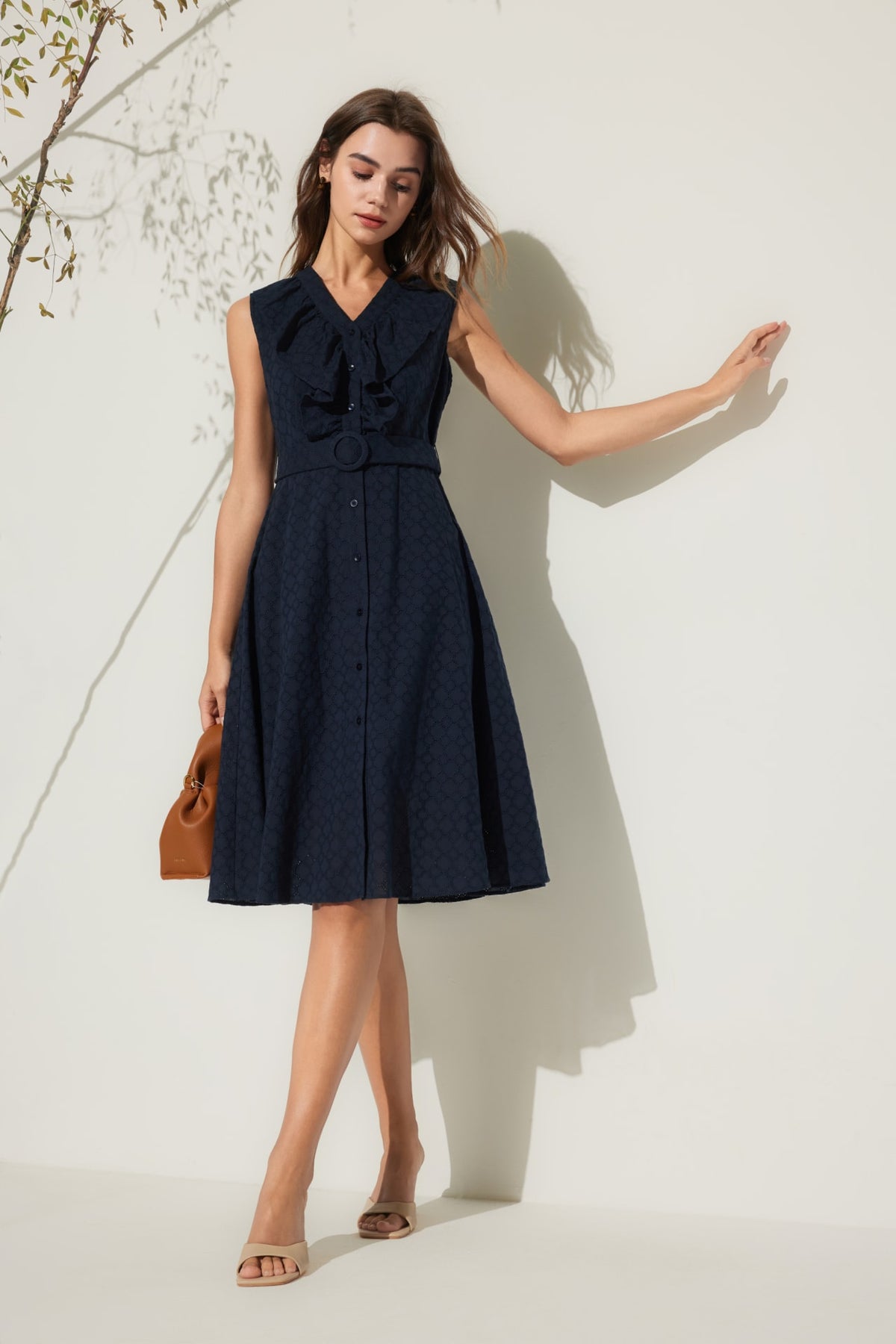 G2000 Dresses Ruffle Front Cotton Eyelet Dress
