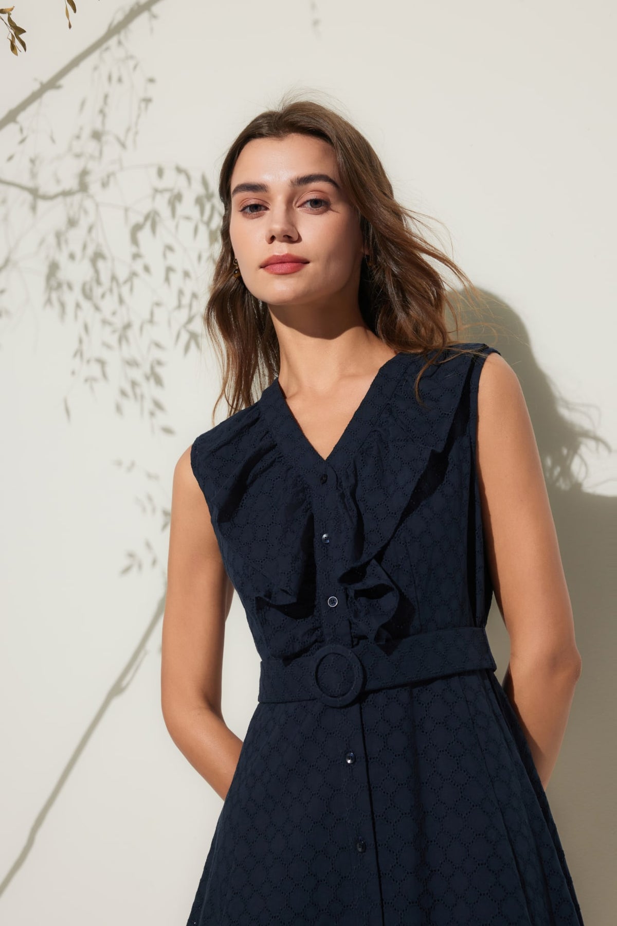 G2000 Dresses Ruffle Front Cotton Eyelet Dress