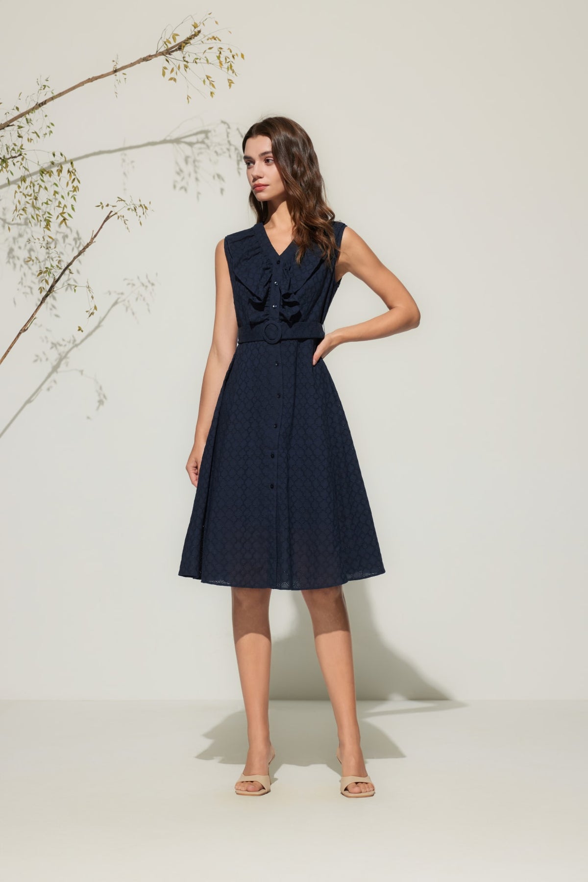 G2000 Dresses Ruffle Front Cotton Eyelet Dress