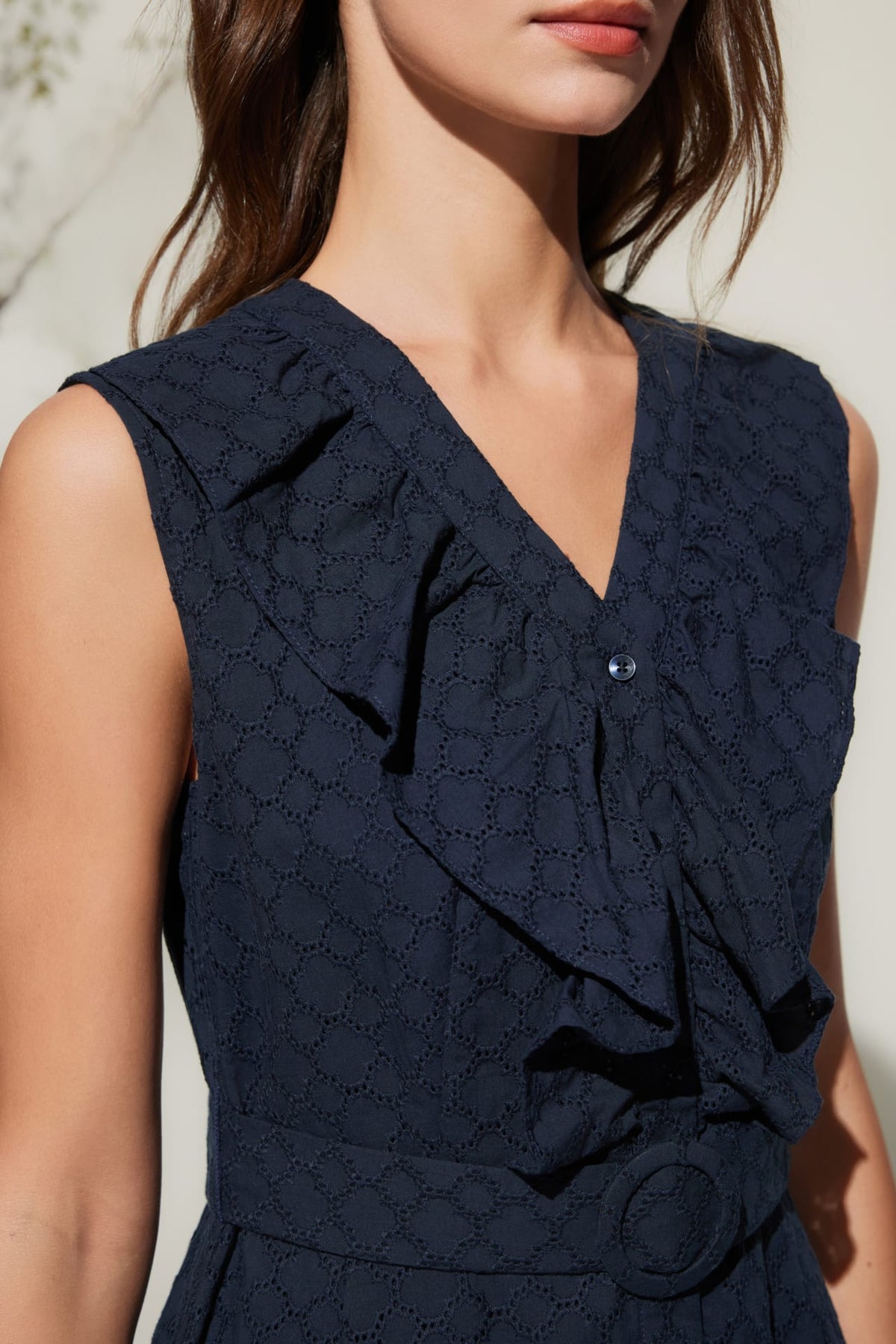 G2000 Dresses Ruffle Front Cotton Eyelet Dress