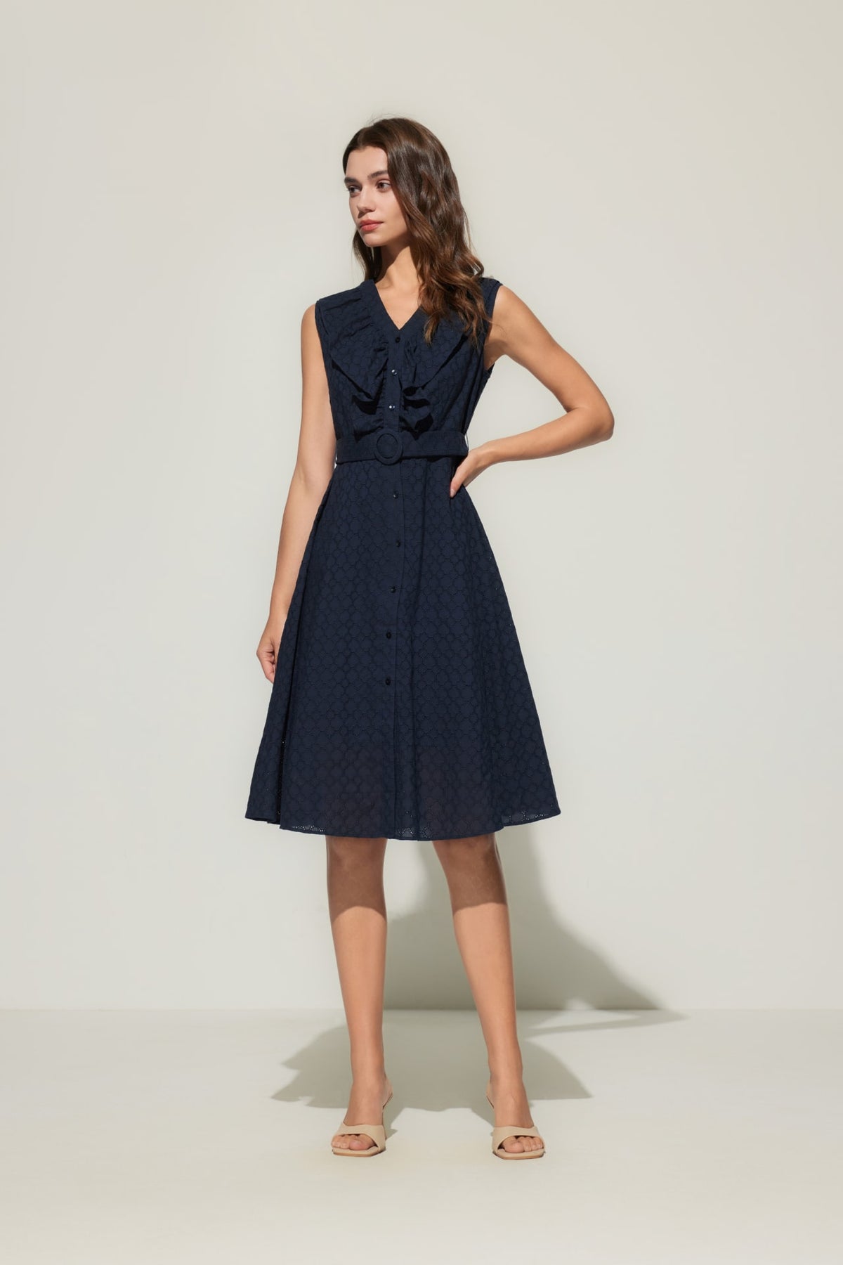 G2000 Dresses Ruffle Front Cotton Eyelet Dress Enigmatic Teal Regular