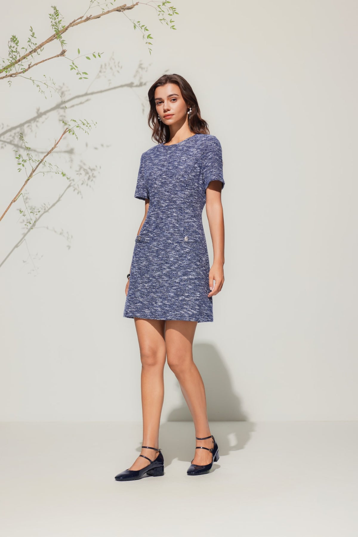 G2000 Dresses Knit Tweed Dress Majestic Ultramarine Regular