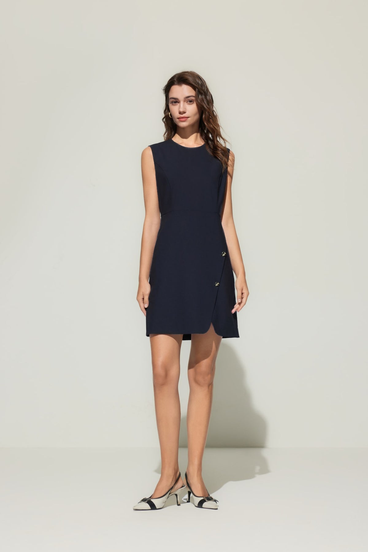 G2000 Dresses Wool-Blend Button Front Side Slit Dress Enigmatic Teal Regular