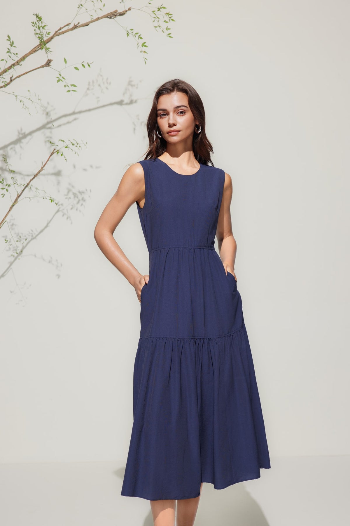 G2000 Dresses Round Neck Tiered Maxi Dress
