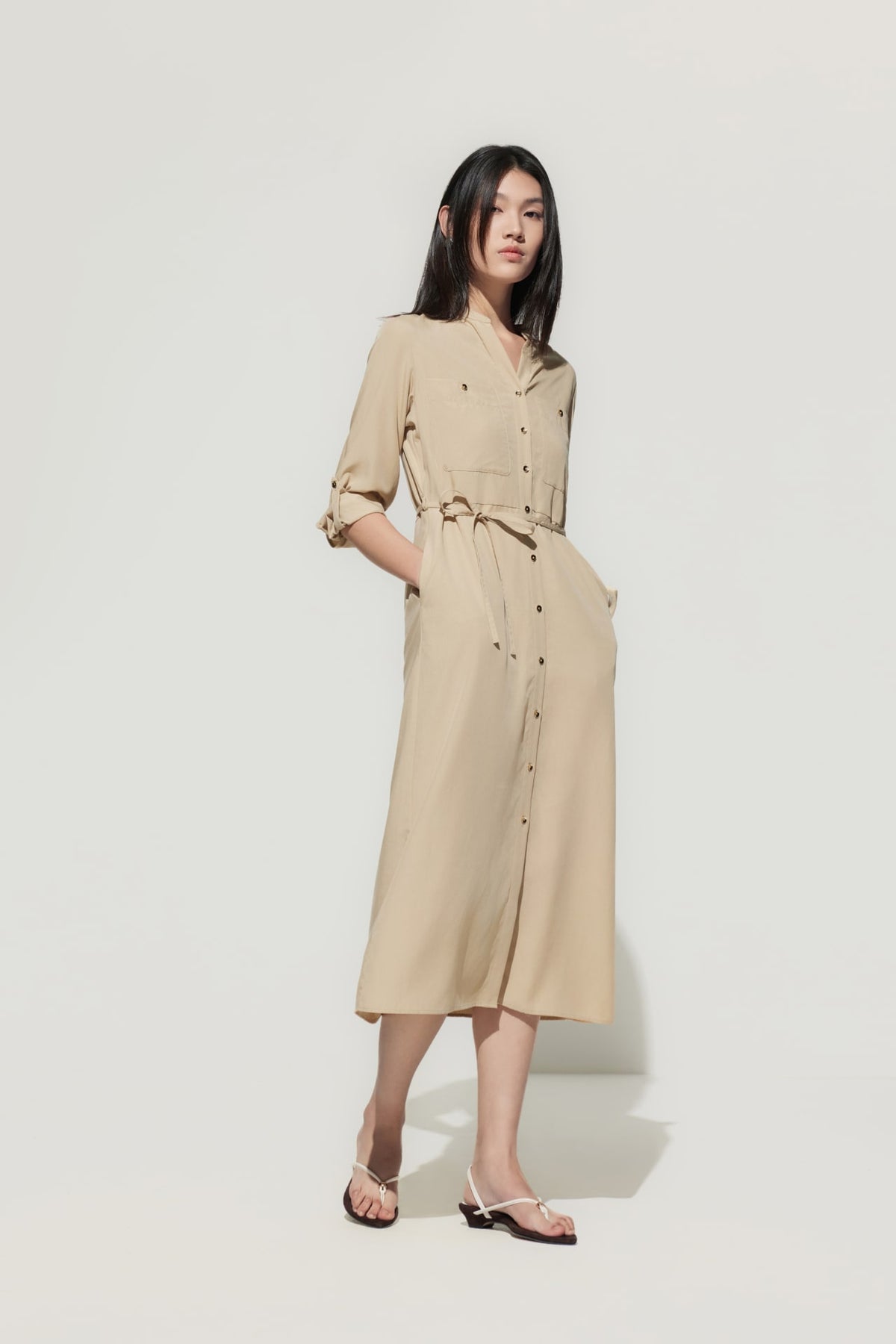 G2000 Dresses Lyocell Shirt Dress Gilded Barley Regular