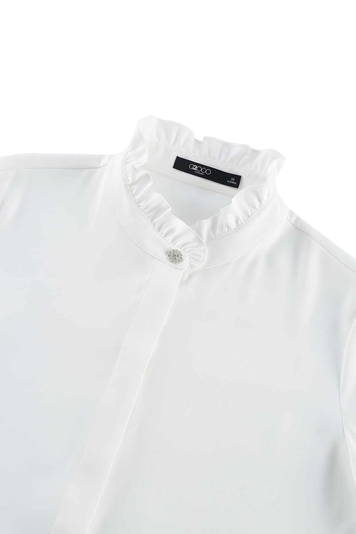G2000 - Blouses - Satin Ruffled Stand Collar Blouse