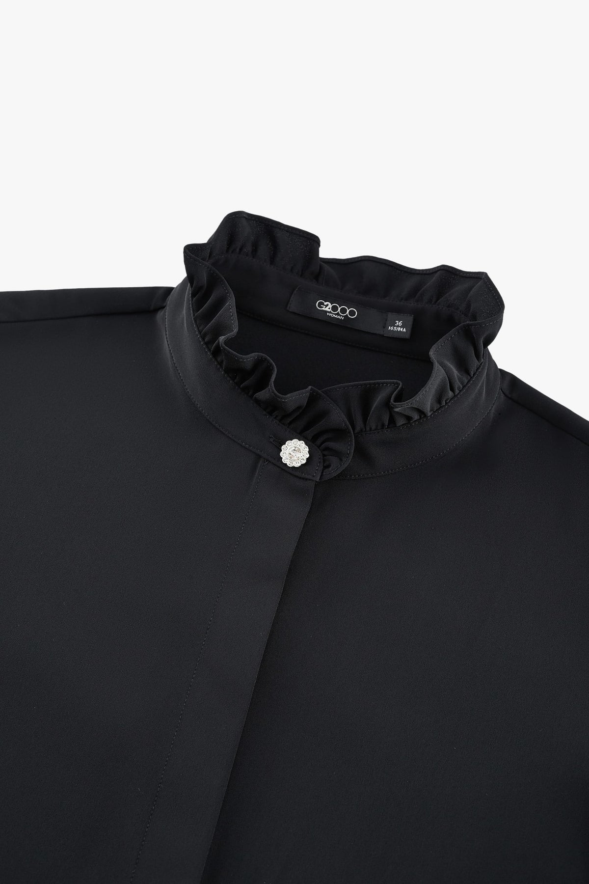G2000 - Blouses - Satin Ruffled Stand Collar Blouse