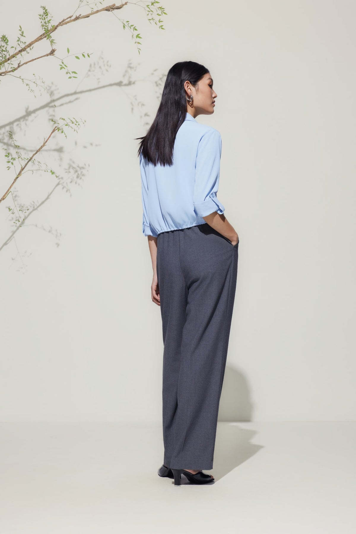 G2000 - Blouses - Satin Rolled Sleeves Shirt Blouse