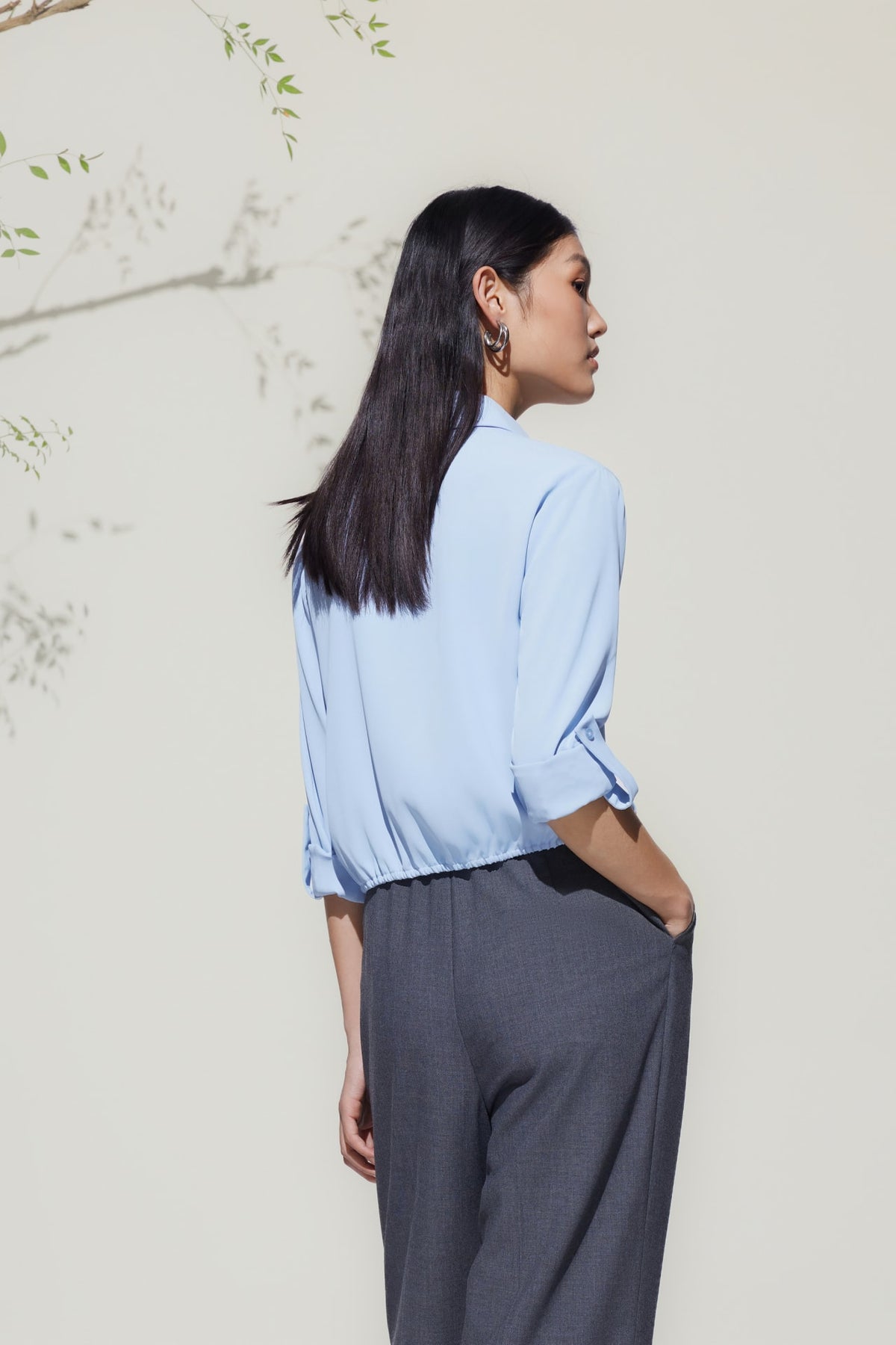 G2000 - Blouses - Satin Rolled Sleeves Shirt Blouse