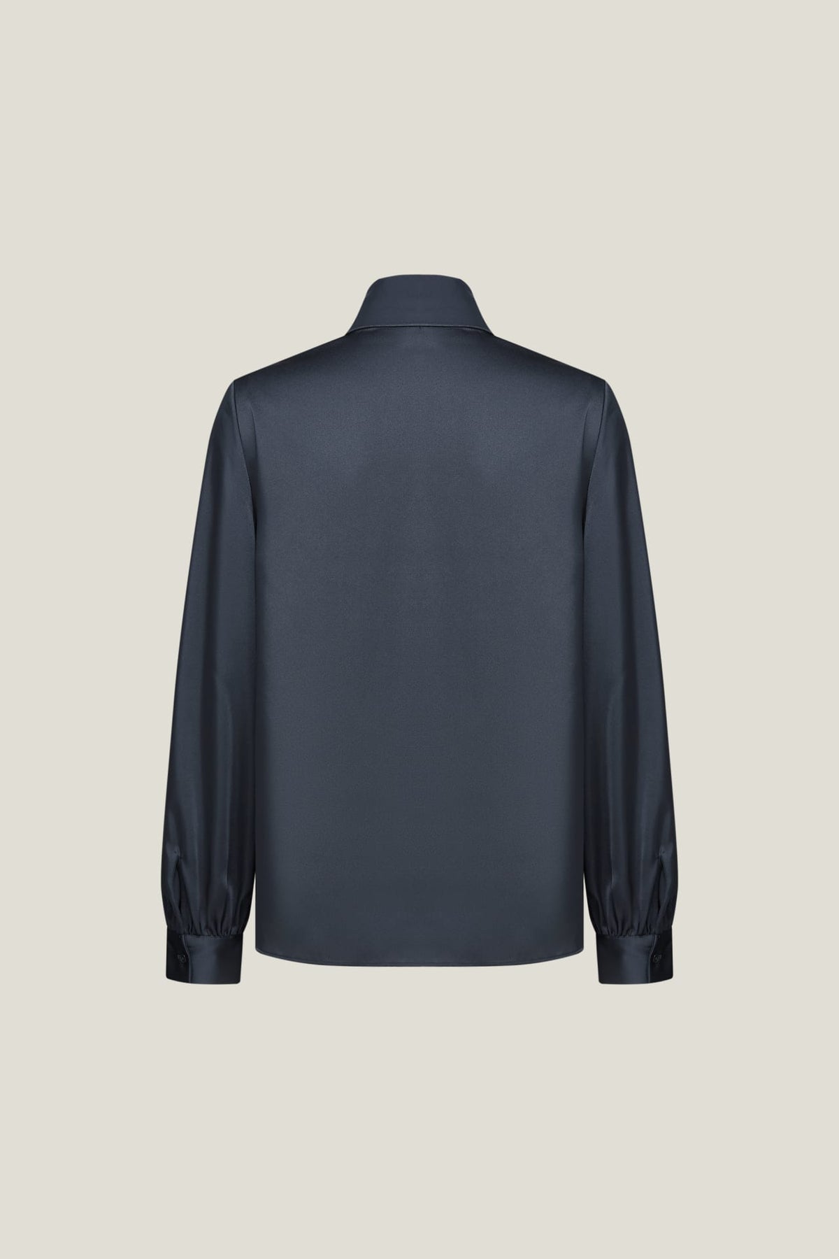 G2000 - Blouses - Satin Stand Collar Blouse With Detachable Contrasting Tie