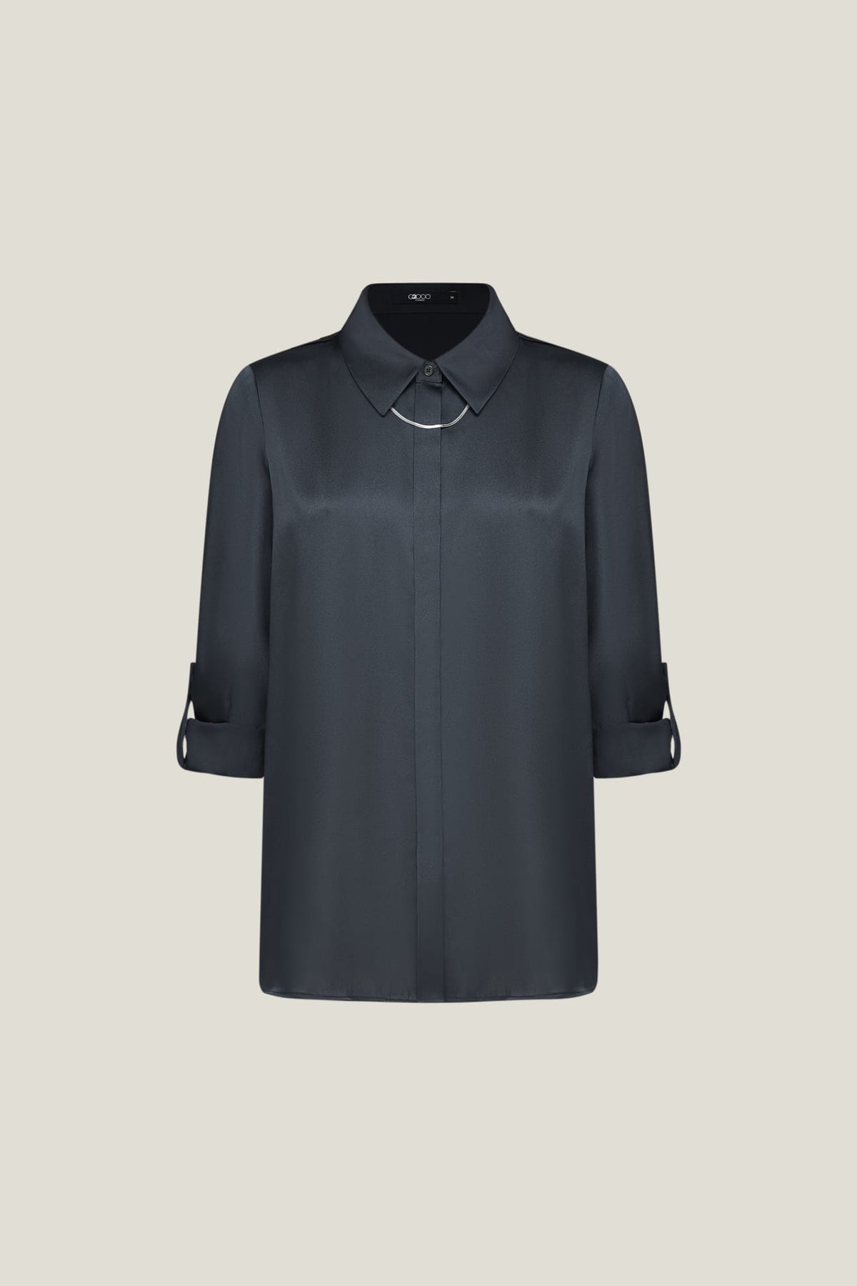 G2000 - Blouses - Satin Roll Sleeve Shirt Blouse - Midnight Velvet - Regular