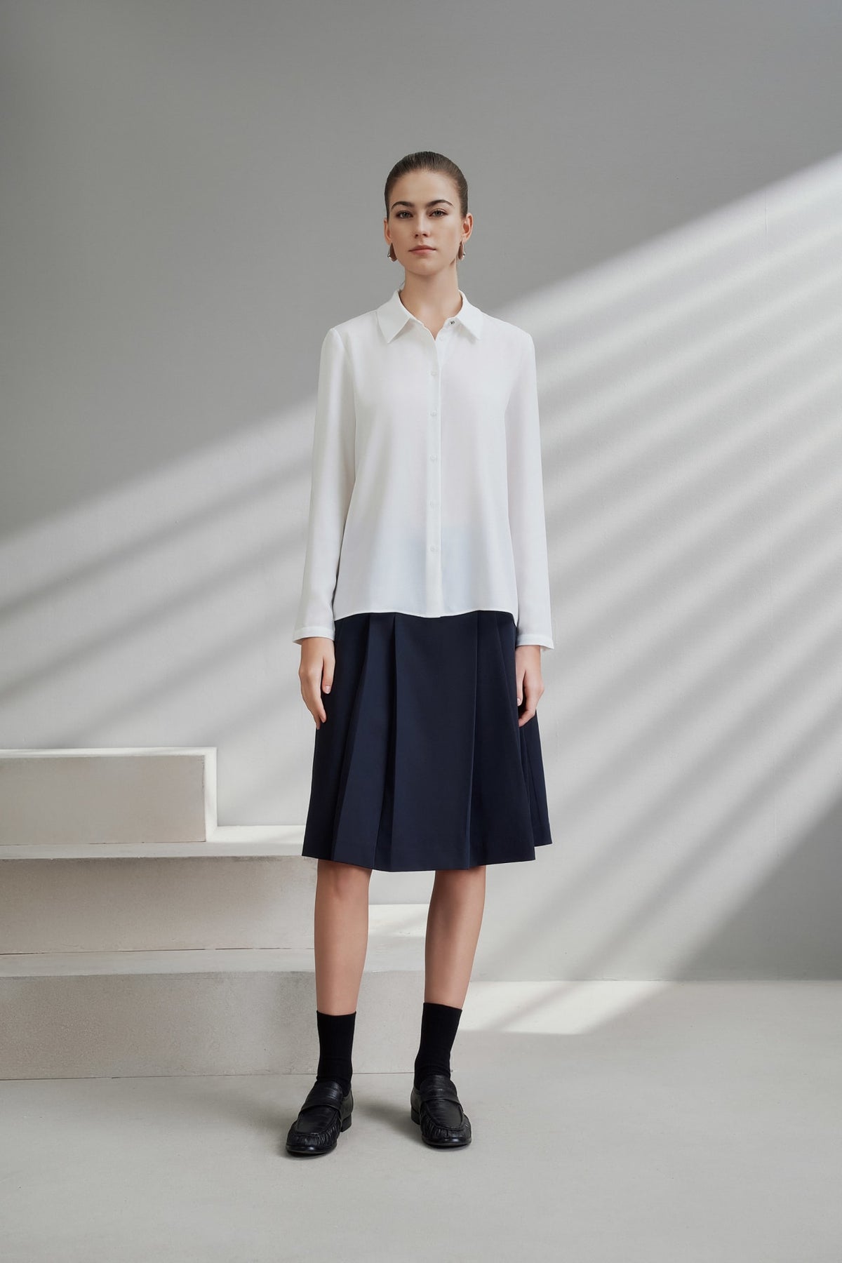 G2000 Blouses Regular Fit Shirt Blouse With Detachable Pleated Tie