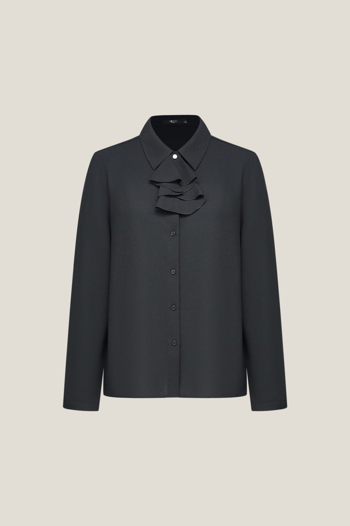 G2000 - Blouses - Regular Fit Shirt Blouse With Detachable Pleated Tie - Pitch Black - Regular