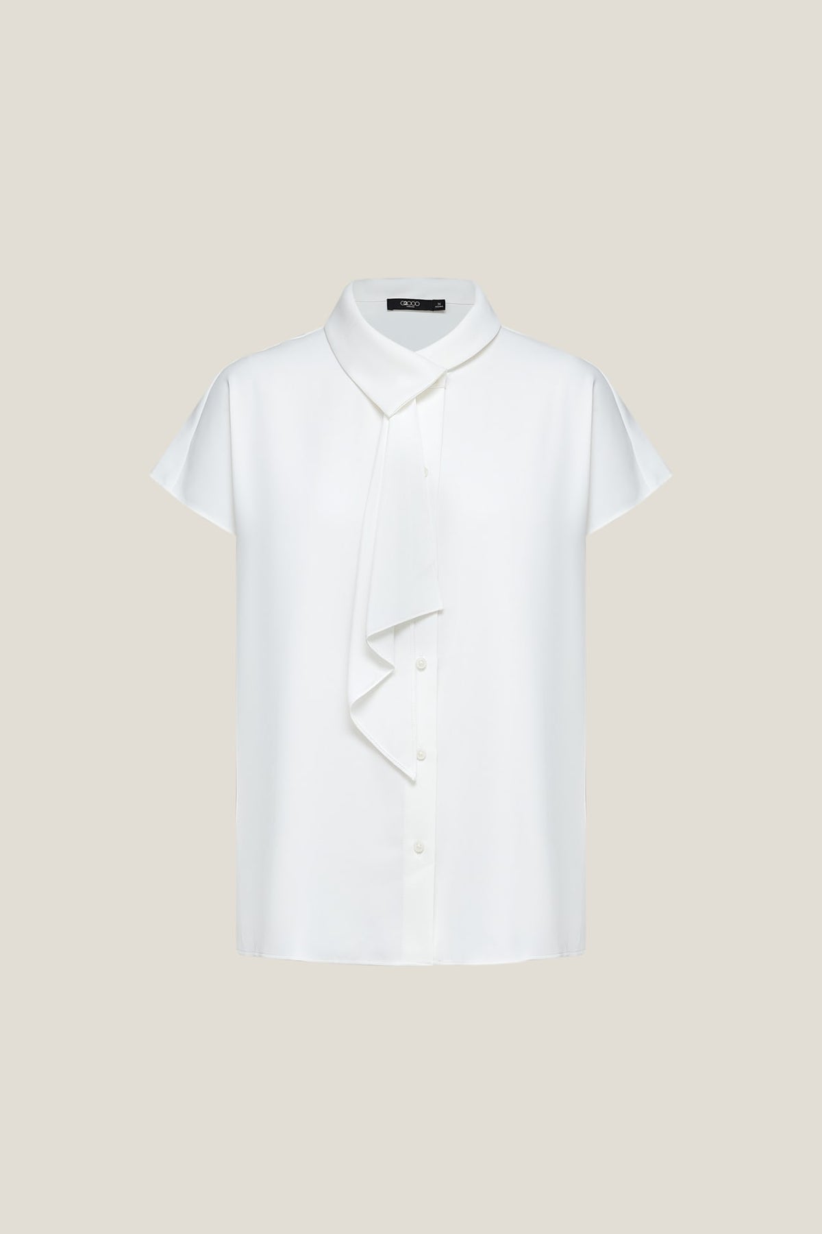 G2000 Blouses Satin Asymmetrical Stand Collar Blouse With Tie