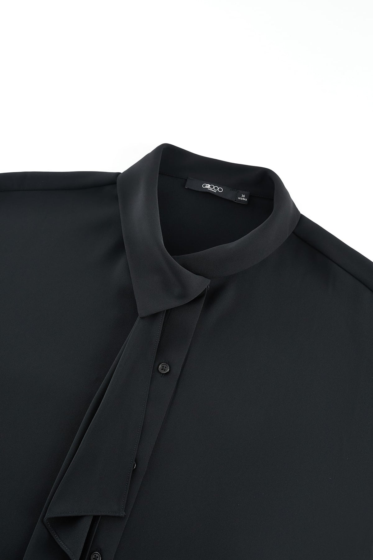 G2000 Blouses Satin Asymmetrical Stand Collar Blouse With Tie