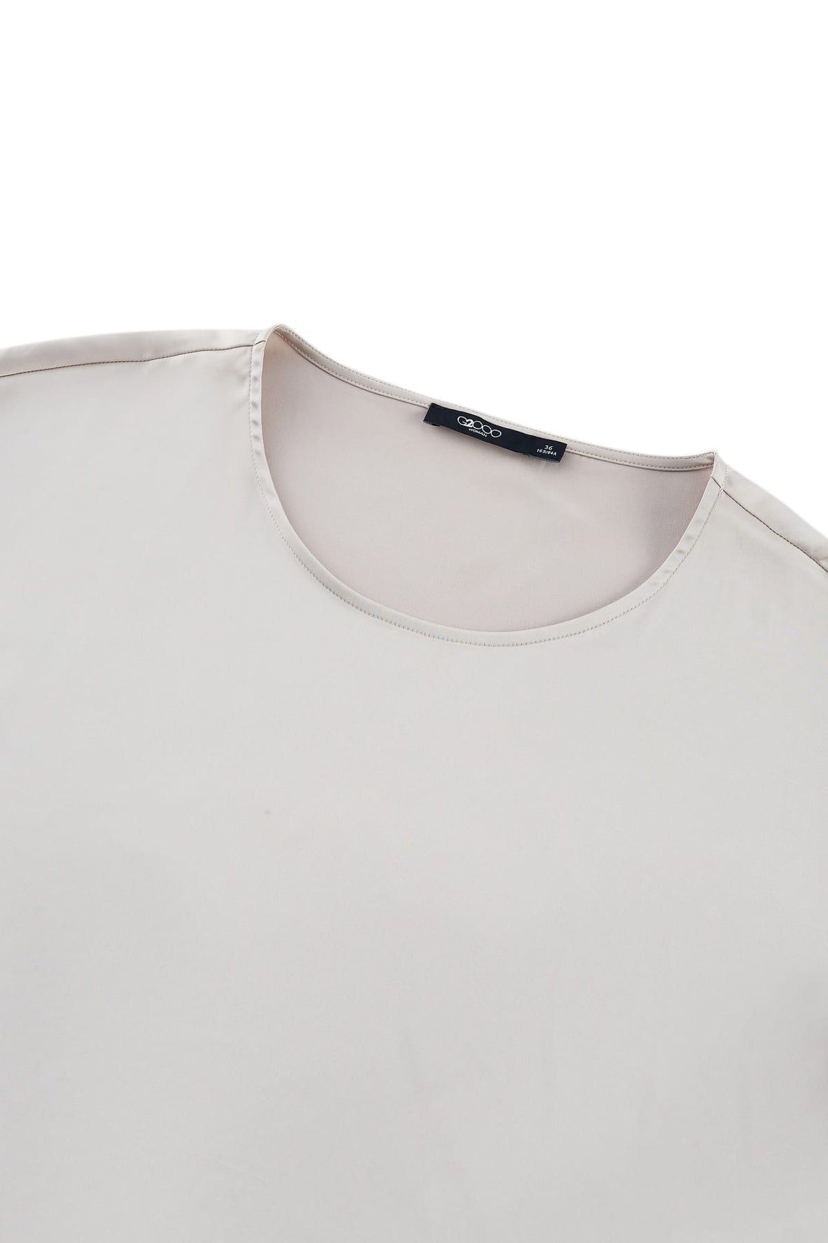 G2000 - Blouses - Satin Short Sleeve Blouse With Scarf & Ring