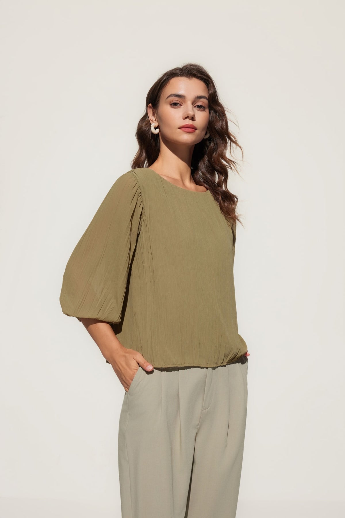 G2000 Blouses Pleated Blouse With Elasticated Cuffs