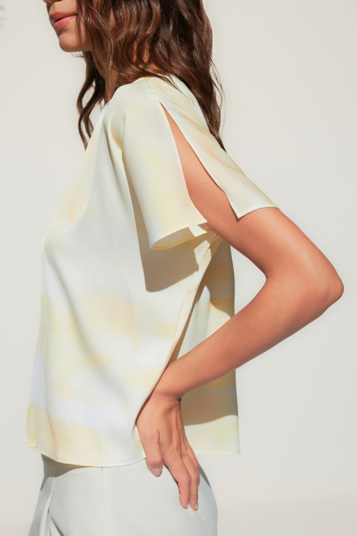 G2000 Blouses Satin Watercolor Printed Blouse