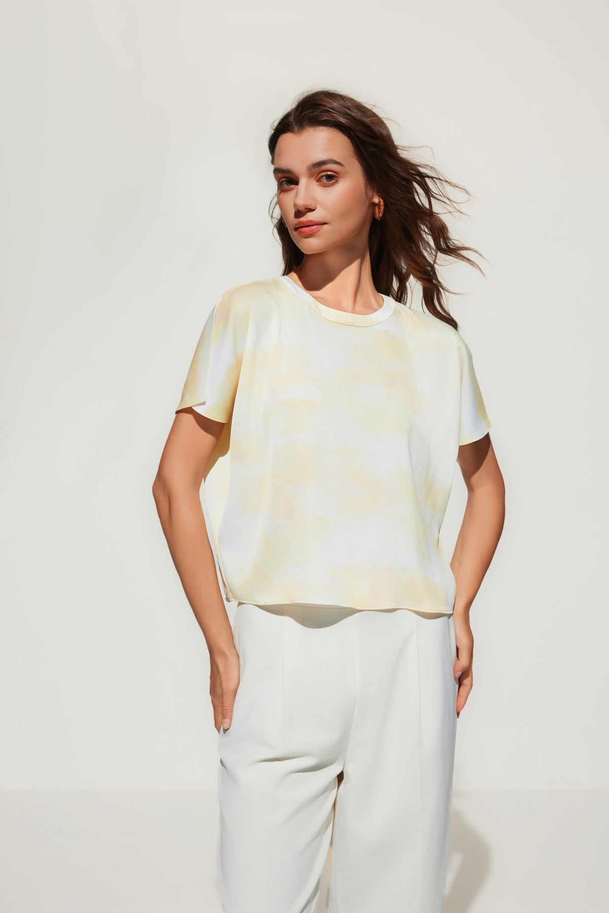 G2000 Blouses Satin Watercolor Printed Blouse