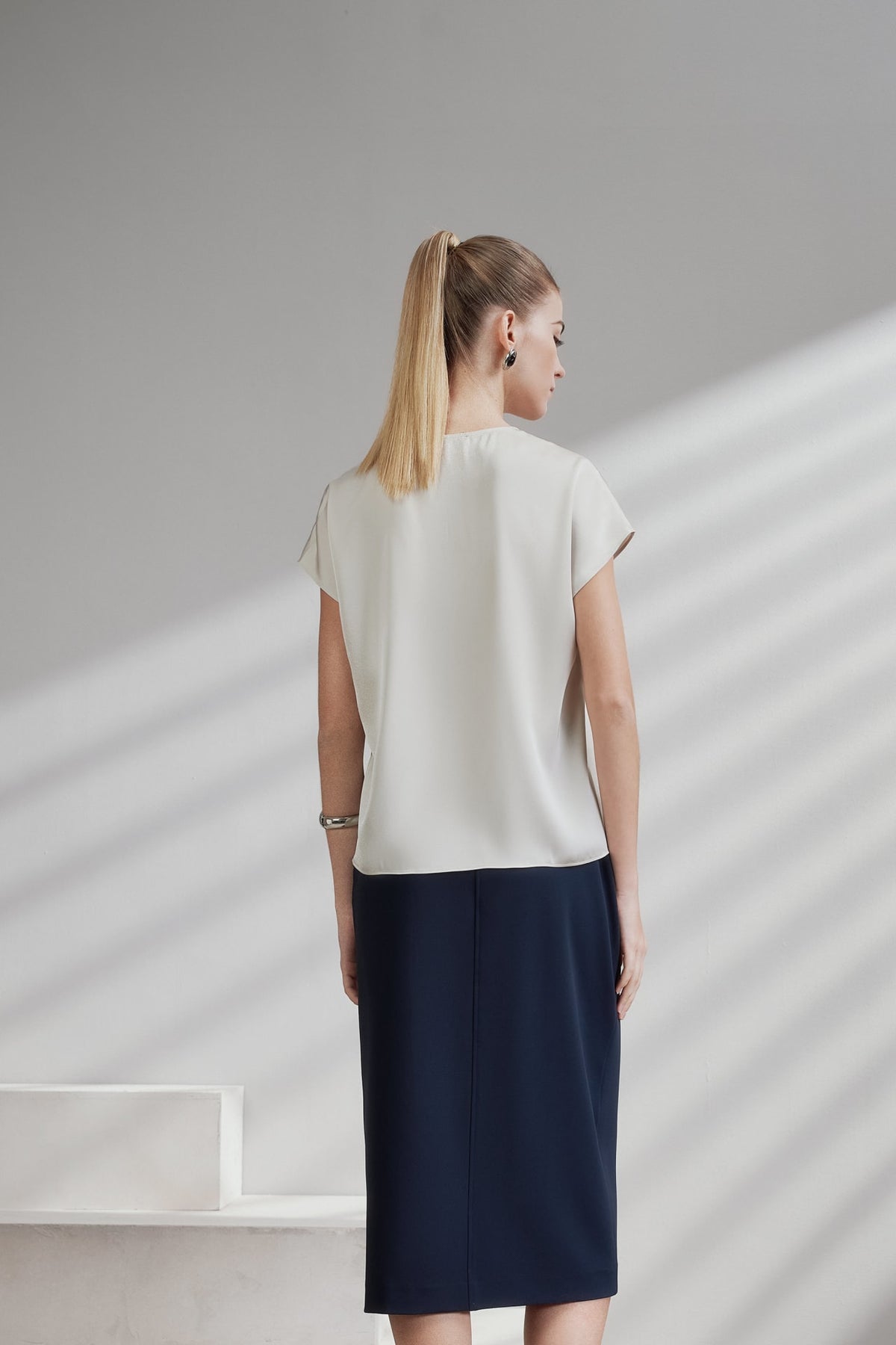 G2000 - Blouses - Satin V Neck Scarf Blouse