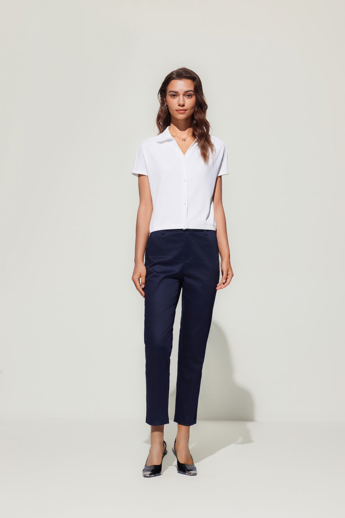G2000 T-Shirts Cropped Knit Tee Frosted Porcelain Regular