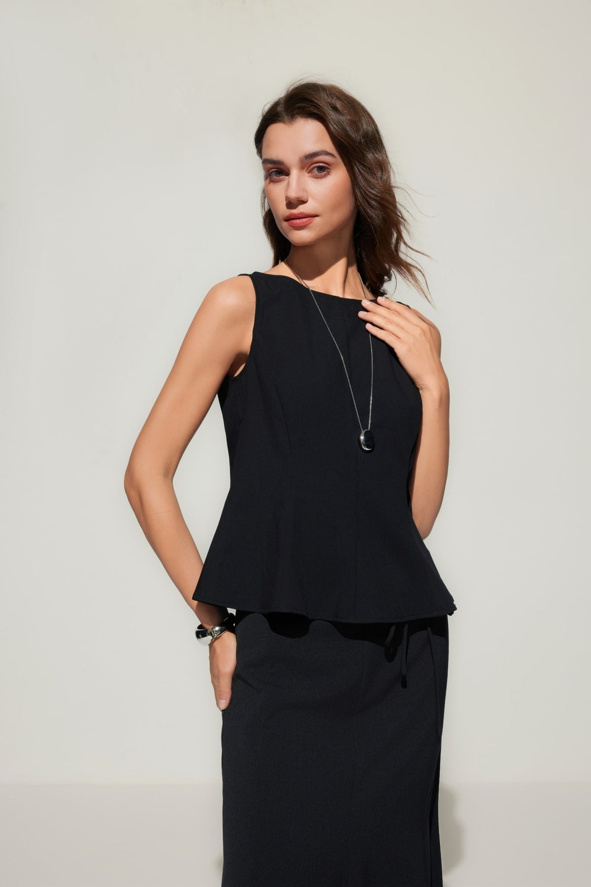 G2000 - Blouses - Rayon Blend Peplum Sleeveless Top