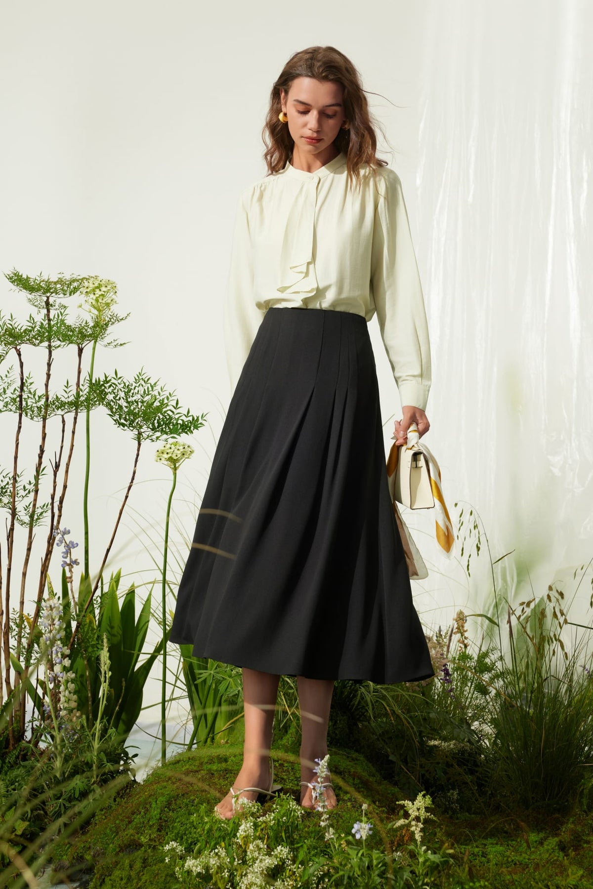 G2000 - Blouses - Stand Collar Tie Blouse