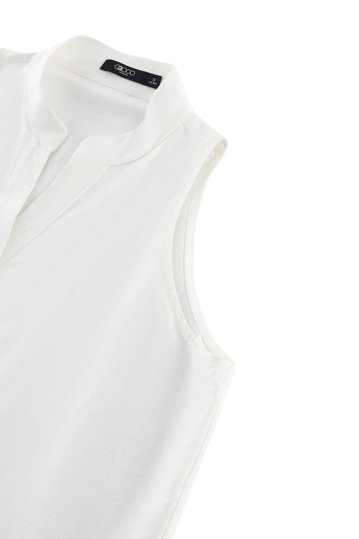 G2000 Blouses Stand Collar Top With Hi-Low Fit Hem