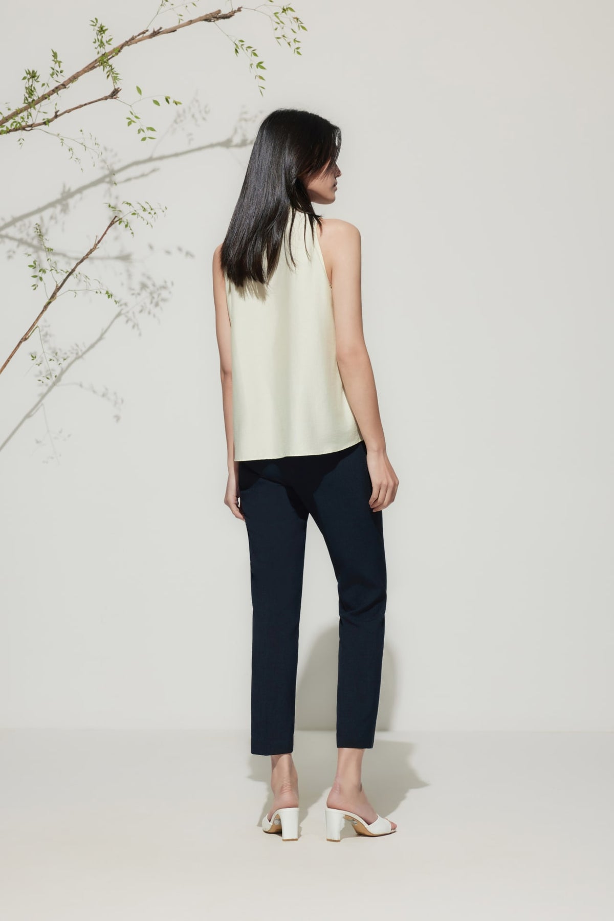 G2000 Blouses Stand Collar Top With Hi-Low Fit Hem