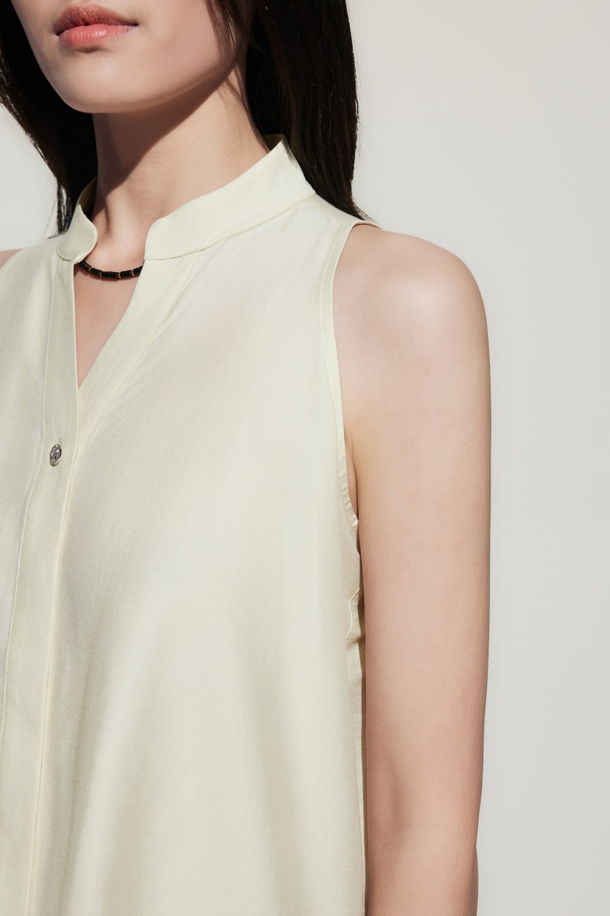 G2000 Blouses Stand Collar Top With Hi-Low Fit Hem