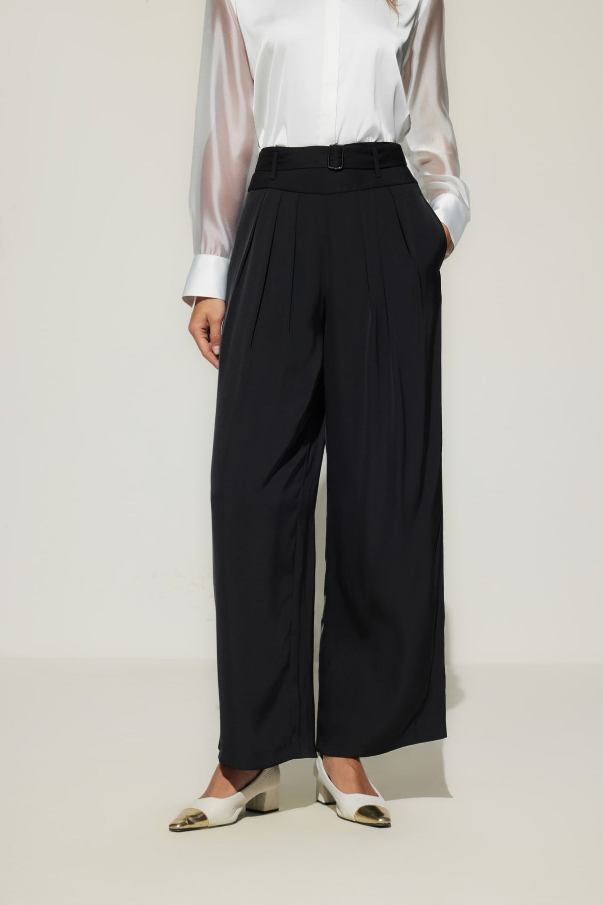 G2000 - Pants - Wide Leg Casual Pants With Belt