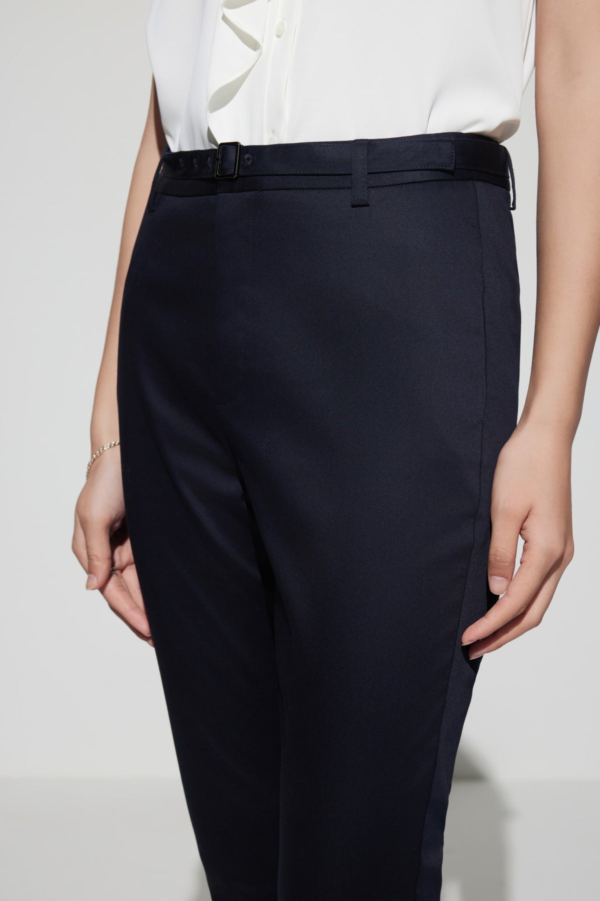 G2000 - Pants - Cotton Blend Ankle Skinny Casual Pants With Belt